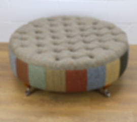 Patchwork Harris Tweed ottoman