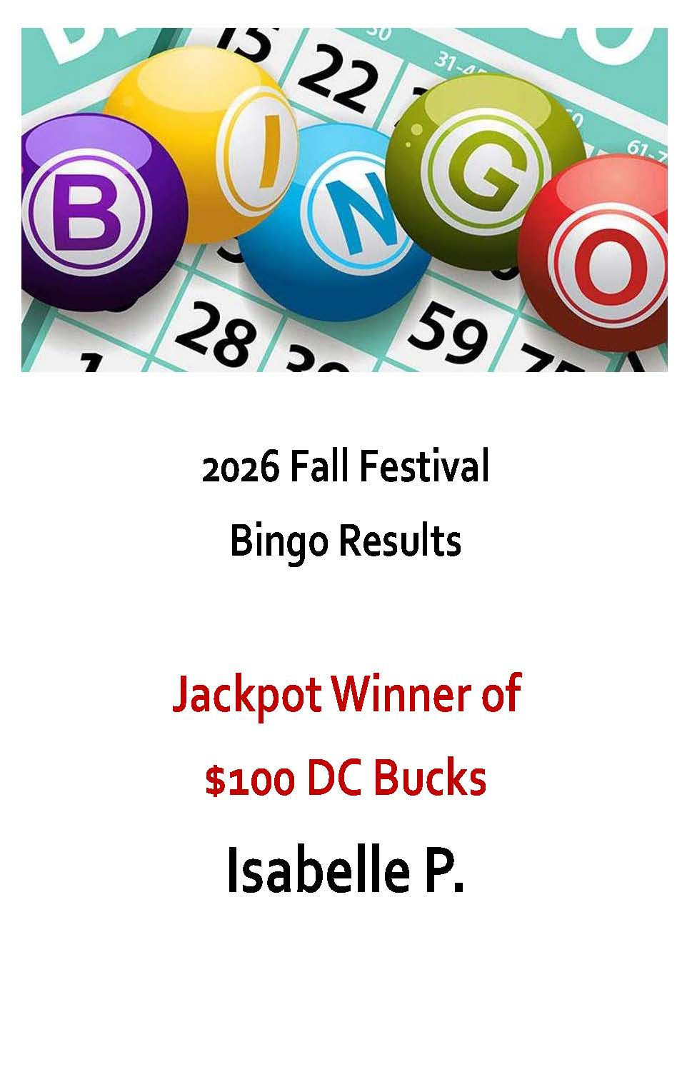 Bingo Results