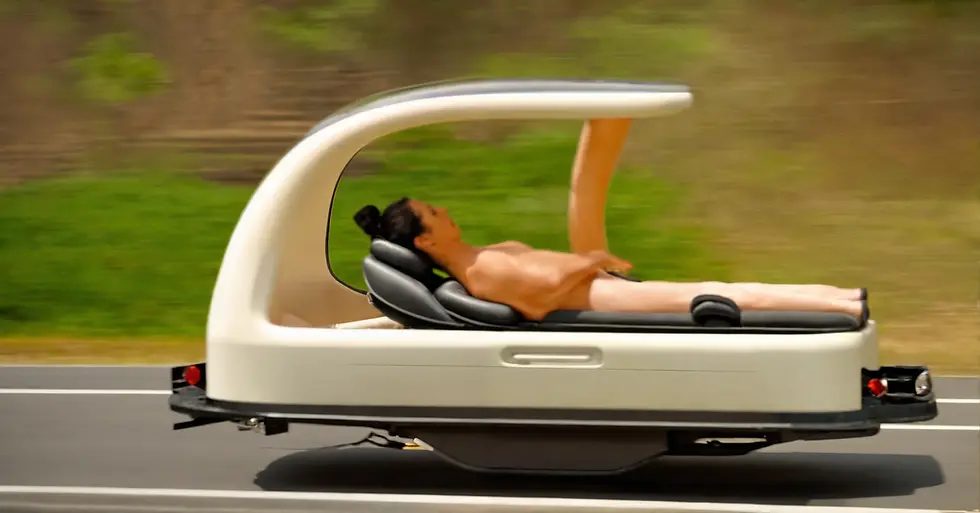 woman driving massage table car