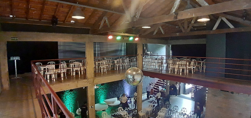 Eye-level view of a spacious event hall with empty floor ready for decoration