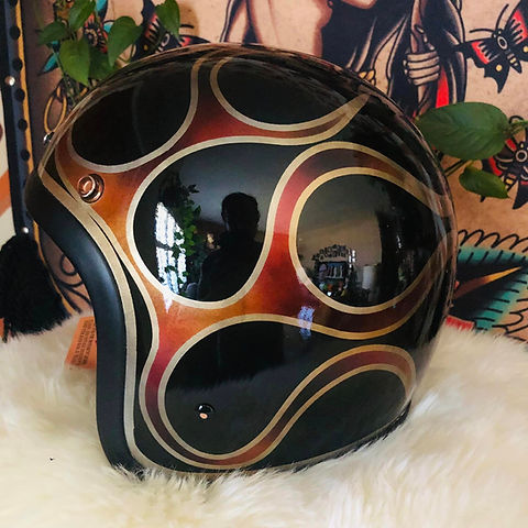 custom painted 3/4 motorcycle helmets COPPER FLAME CUSTOM 3/4 OPEN FACE HELMET