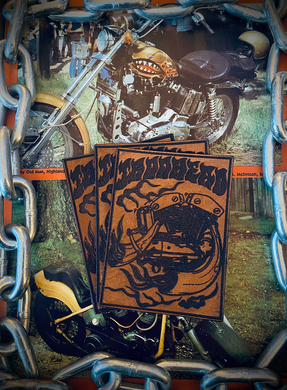 Thumbnail: Biker genuine leather patch chopper honda triumph harley