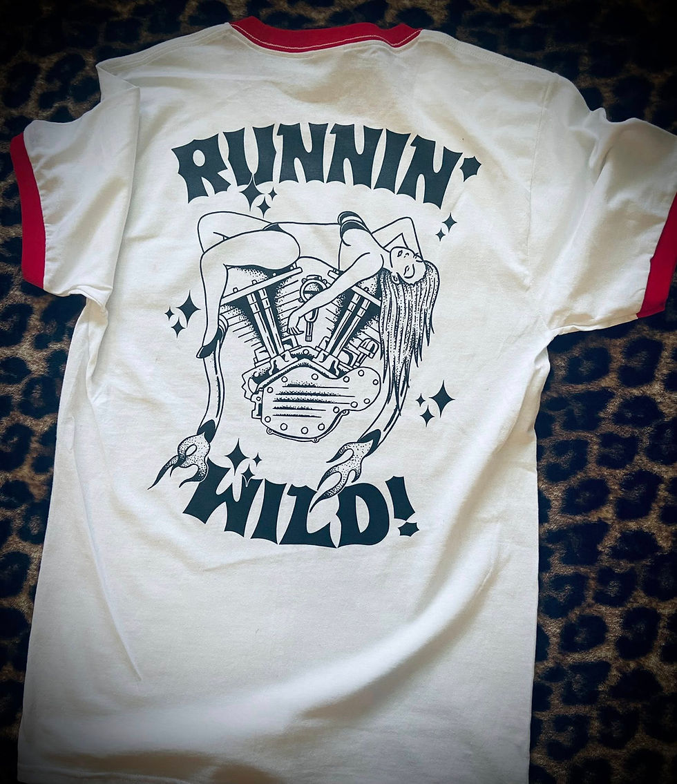 Thumbnail: RUNNING WILD HARLEY ENGINE BABE RINGER VINTAGE SHIRT