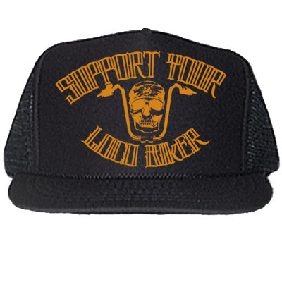 Thumbnail: "SUPPORT YOUR LOCO BIKER" BLACK TRUCKER HATS