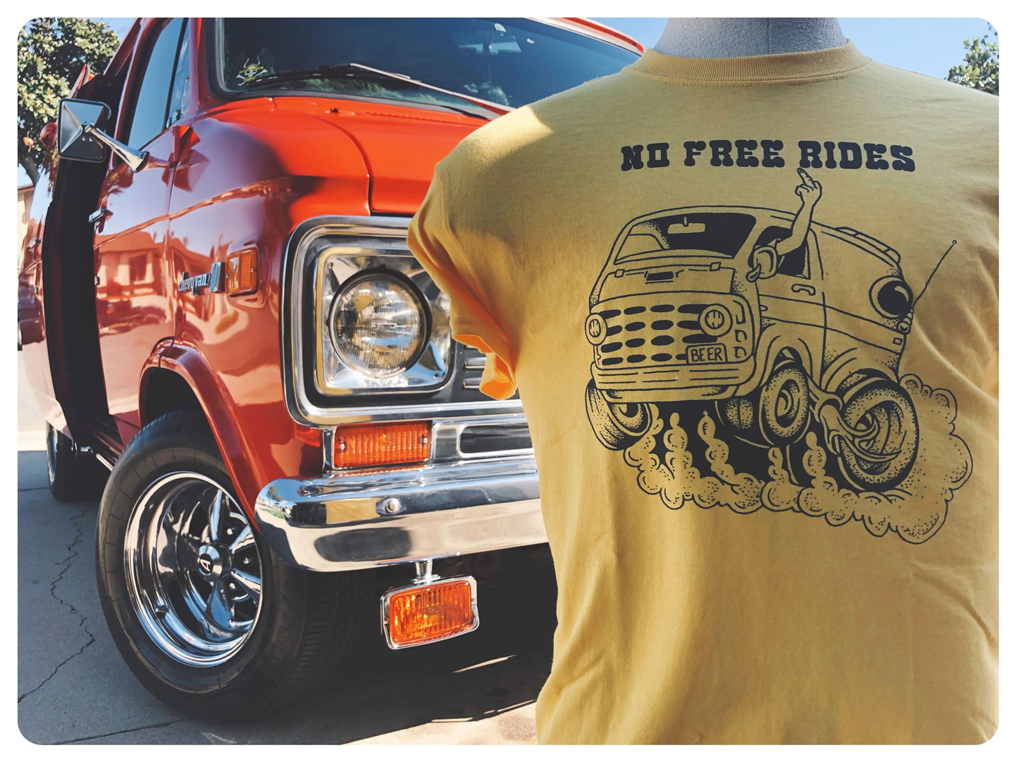 No Free Rides yellow mens tee shirt