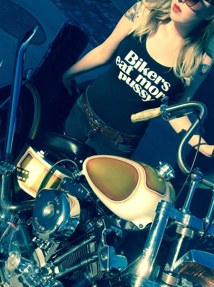 Thumbnail: "Biker eat more pussy" Ol lady black tank top