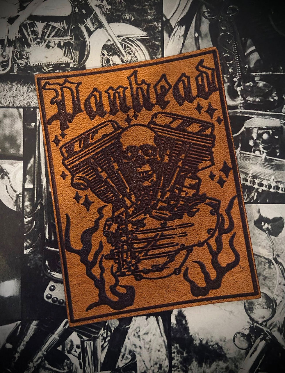 Thumbnail: Harley Davidson Leather Engine Patches Evolution Panhead Shovelhead