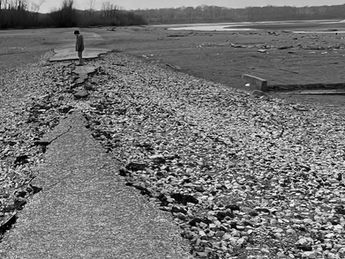 The remnants of a street in what once was Somerset, Indiana