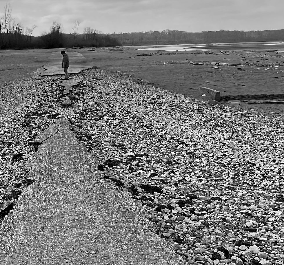 The remnants of a street in what once was Somerset, Indiana
