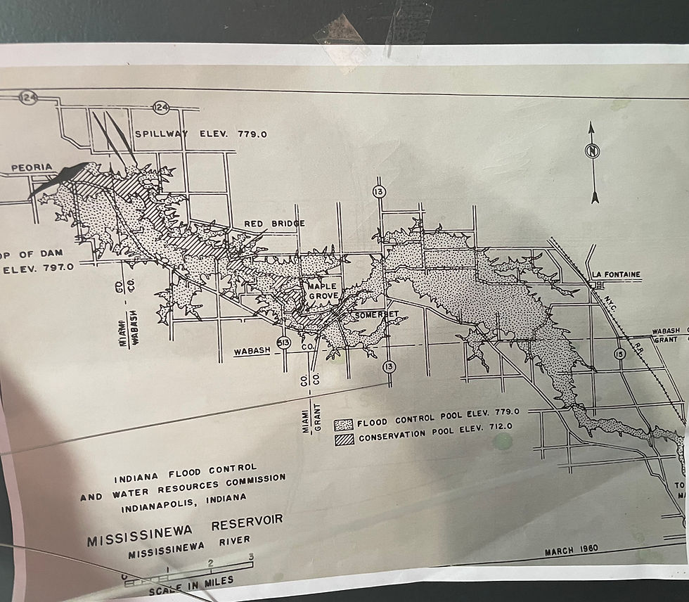 An Army Corps of Engineers, Indiana Flood Control and Water Resources Commission 1960 map of the MIssissinewa Reservoir