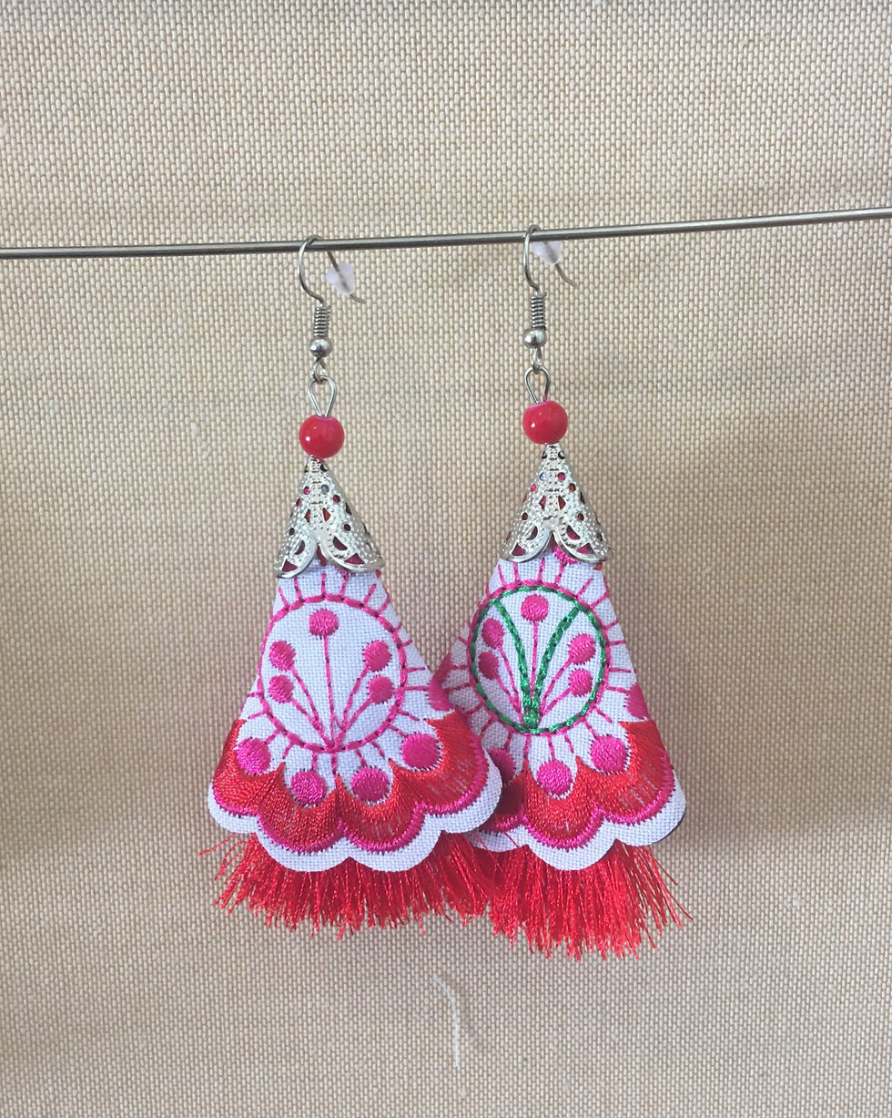 Thumbnail: Tassel Embroidered Earrings