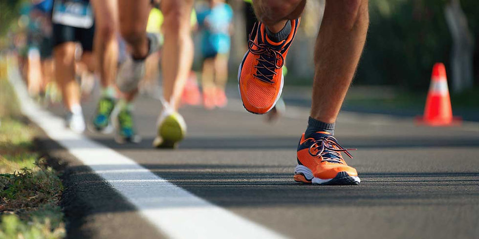 a picture of marathon runners' feet