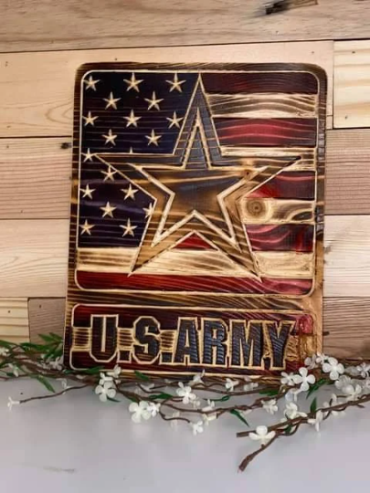 Thumbnail: Military Flag Plaque - Marines, Army, Navy, Air Force, National Guard