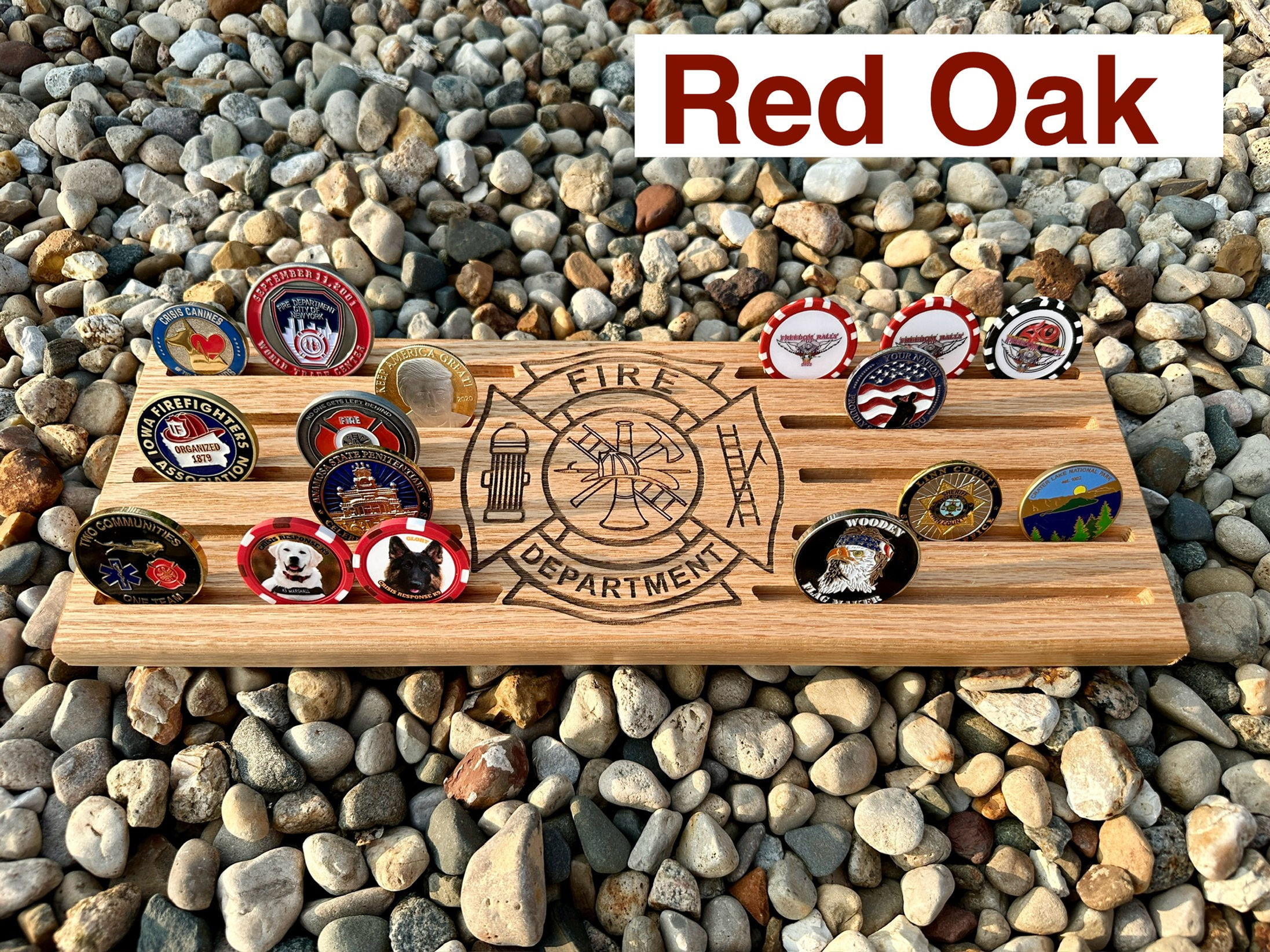 Custom Hardwood Challenge Coin Holder - Personalized Display | Red Oak, Maple, H