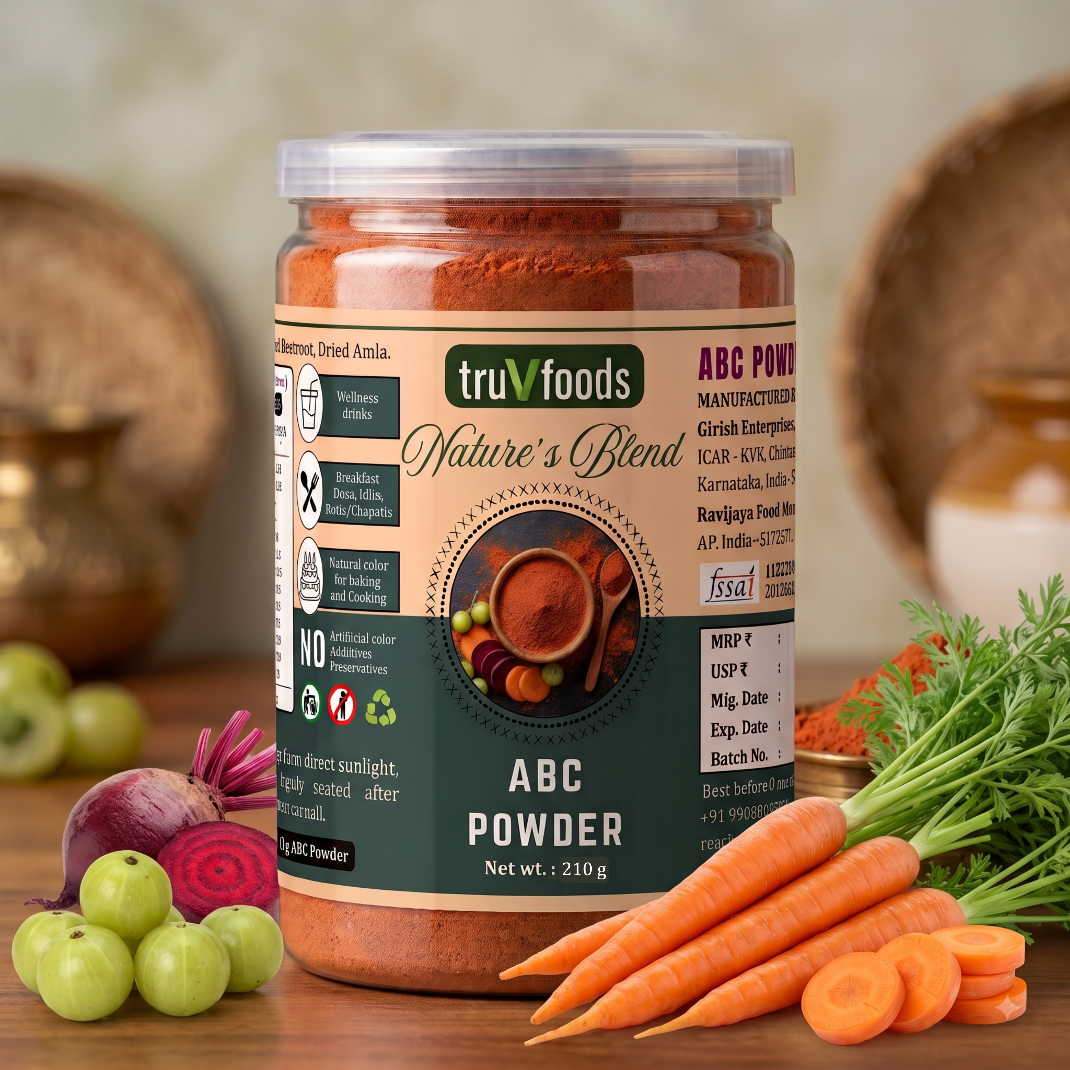 ABC (Amla, Beetroot, Carrot) Powder | 210 g