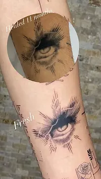 tattoo budva fine line - eye healed 11 months - gg tattoo