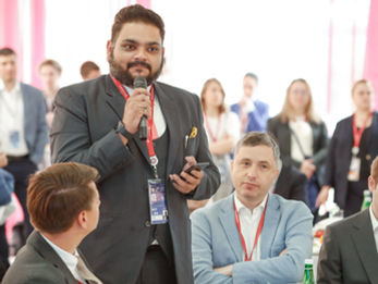 Vedaska founder Skannd Tyagi in diplomatic networking session during SPIEF 2023.