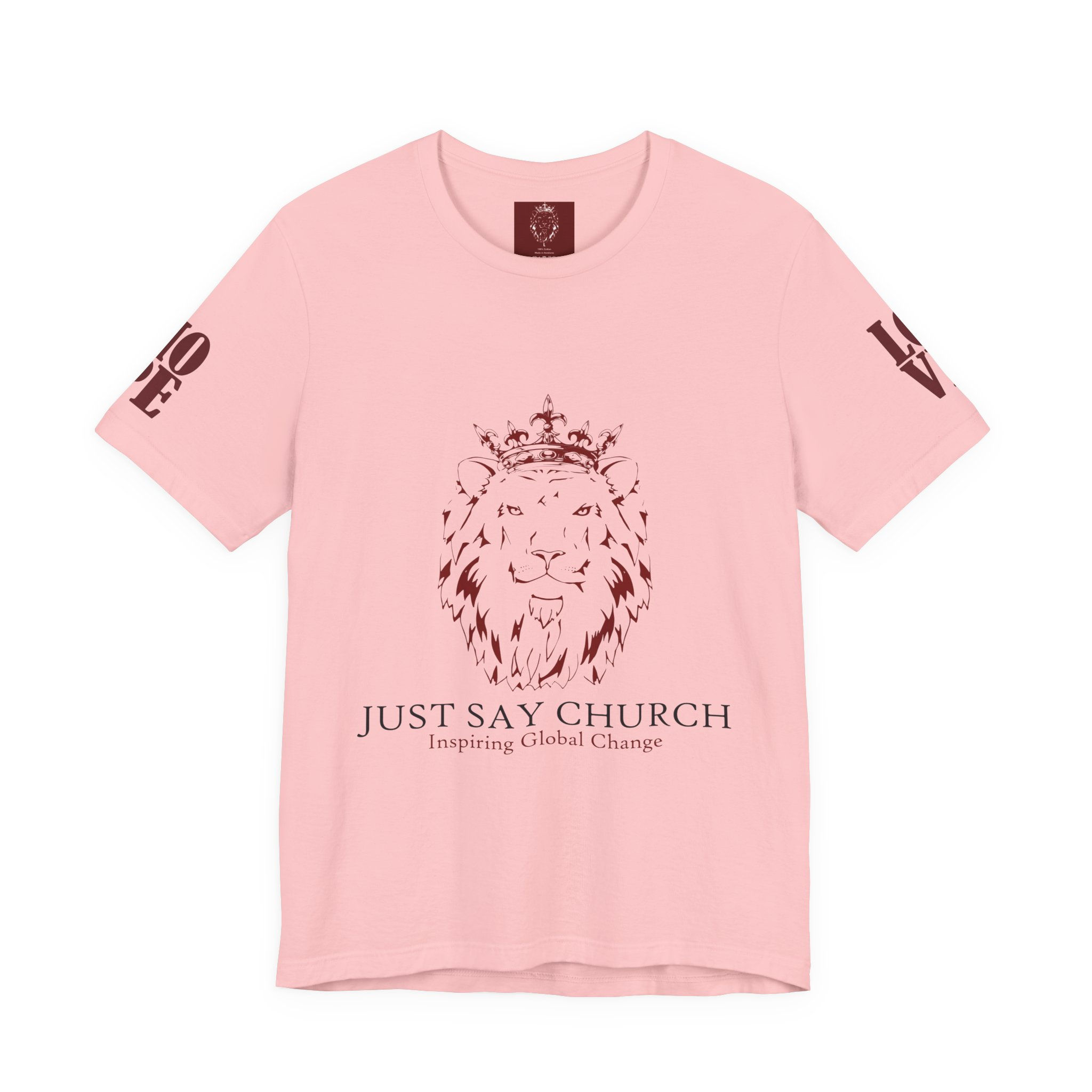 John 3:16 Christian T‑Shirt — Crowned Lion Logo DTG Tee by Just Say Church