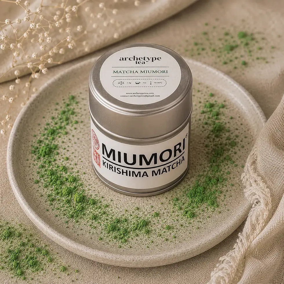 Matcha Okumidori, Kirishima, Kagoshima, riche en umami, douceur fleurie, gourmand, élégant.