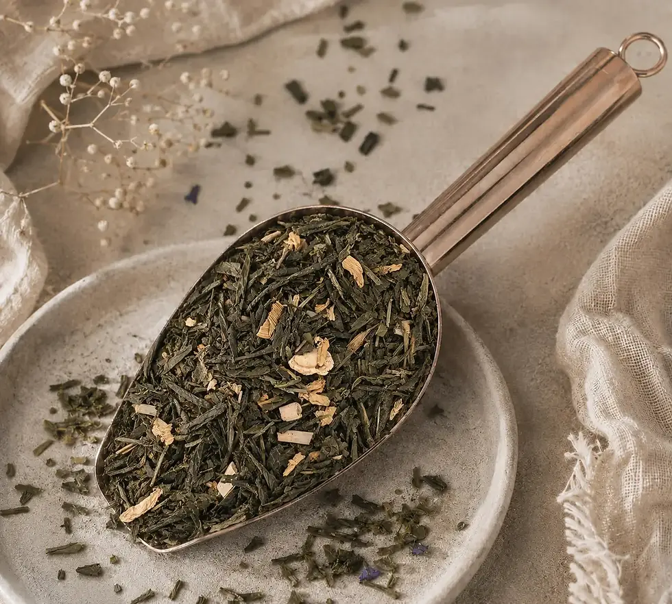 Thé vert Citron Ginseng. Acidulé, végétal, frais, douceur, finesse.