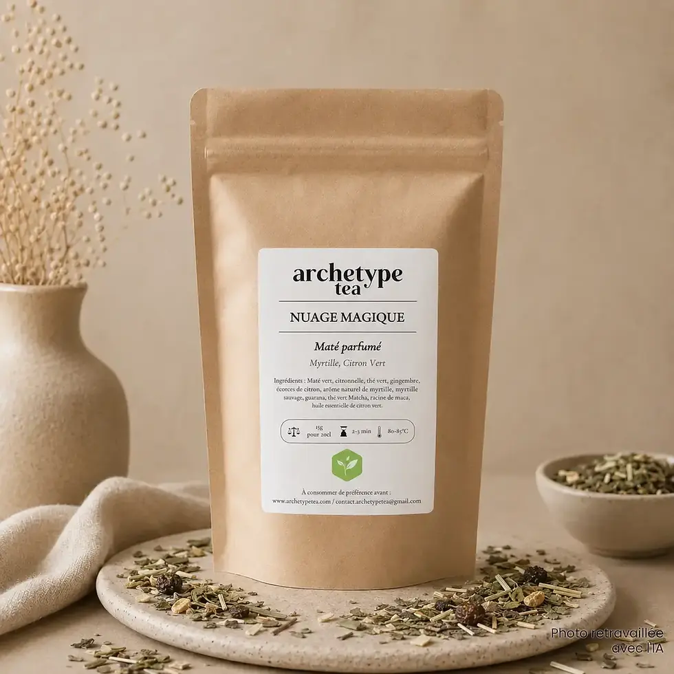 Miniature : Maté Citron Vert Myrtille. Thé vert Matcha, gingembre, guarana, maca, acidulé, rafraichissant, fruité, épicé, tonique.