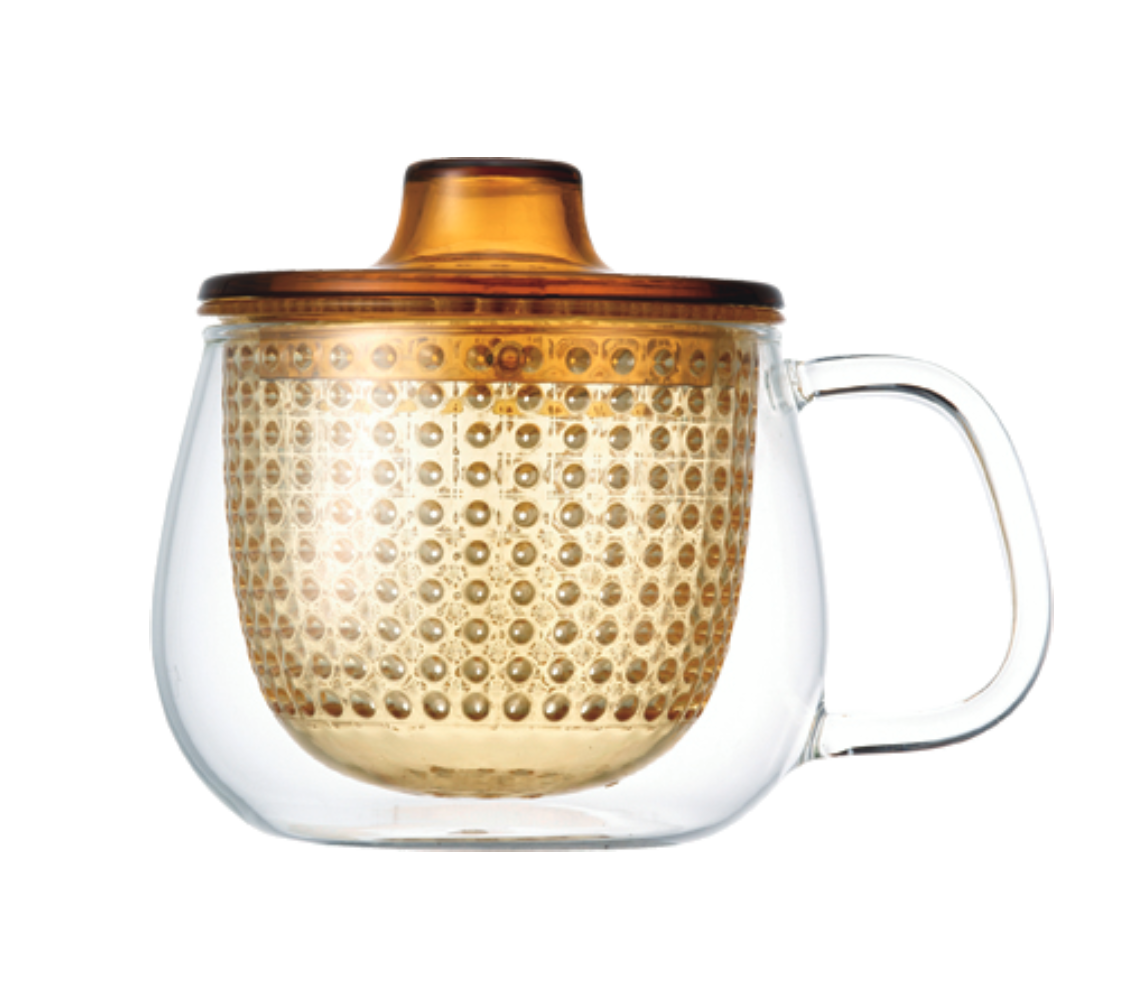KINTO Tasse Unimug jaune, filtre plastique qualité, Japon, mug verre.