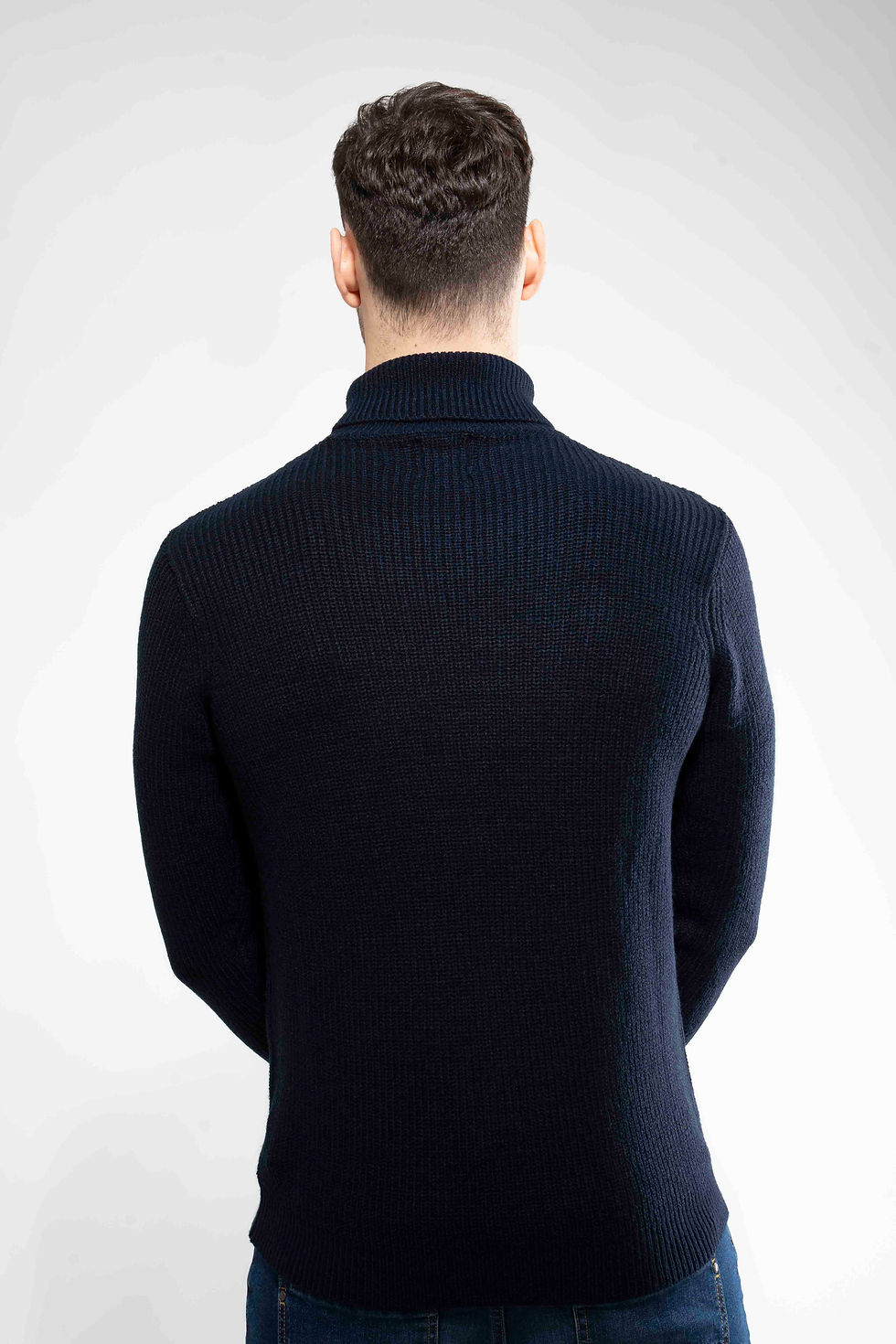 Miniatura: Pullover Blu a collo alto