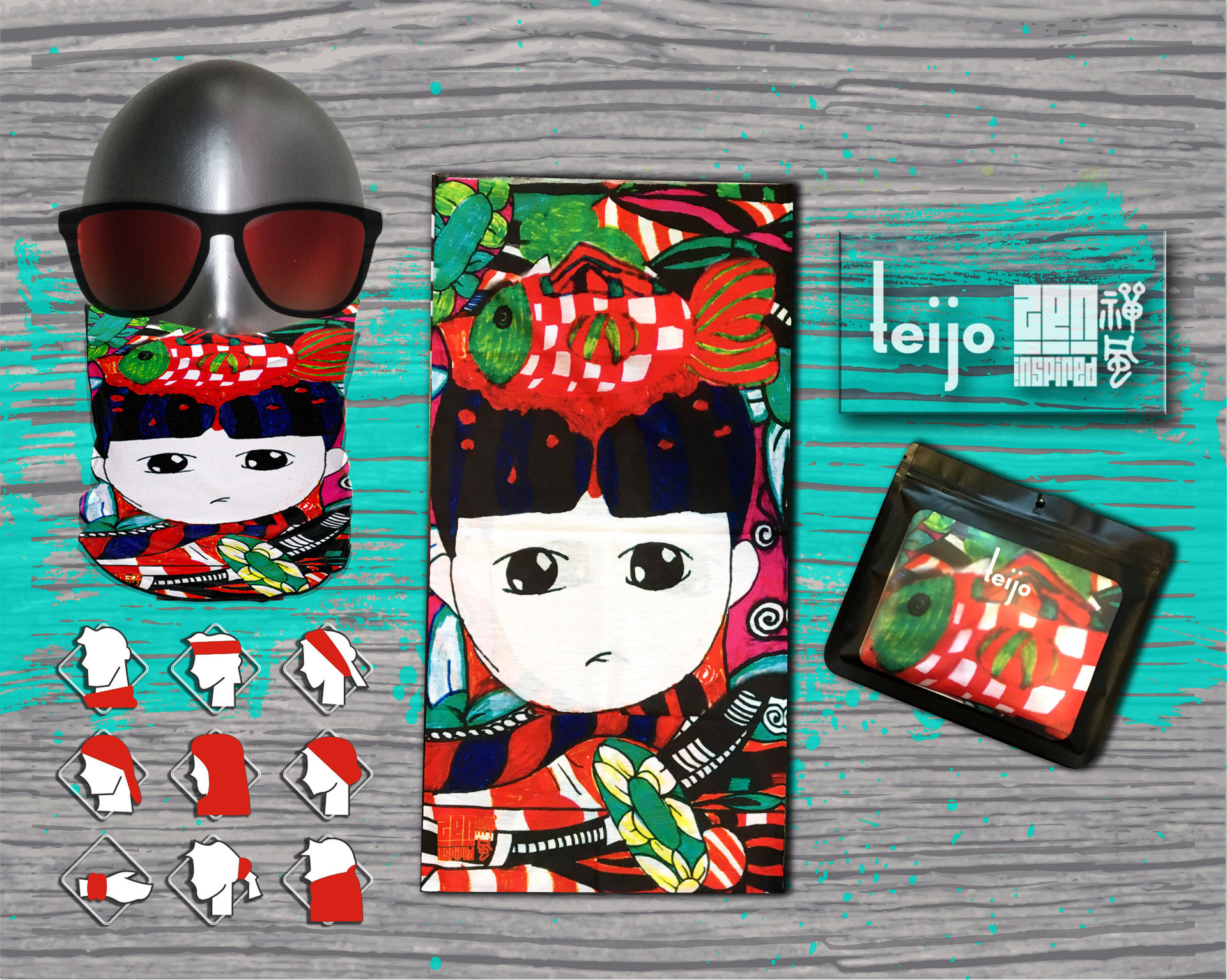 ZenInspired Fish On Head Multifunction Tube Scarf