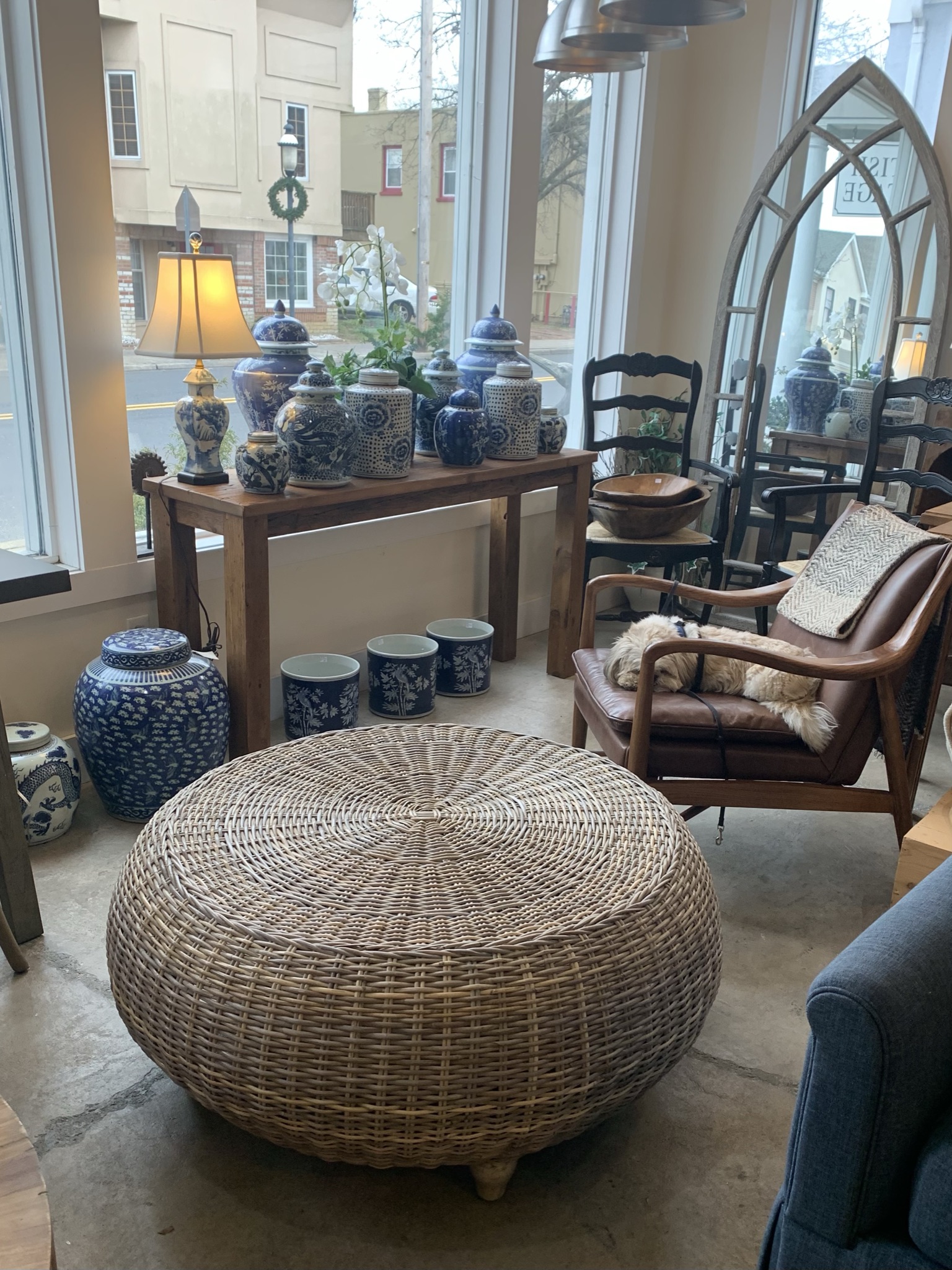 Woven Rattan Ottoman