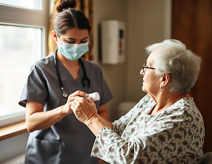 Sewa Care Australia nurse holding hands with elderly patient providing dignified personal care support in Bunbury WA