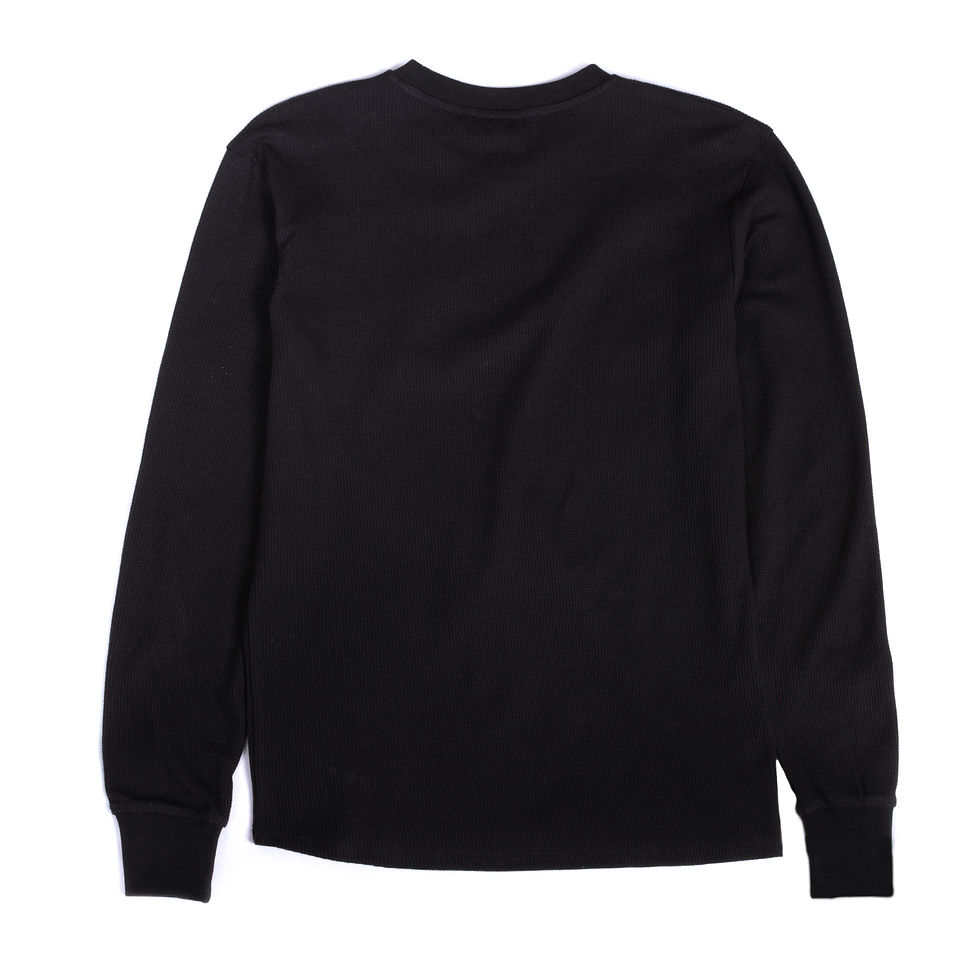 Thumbnail: Merlin SALE Kingsley Black Men's Long Sleeve Waffle Knit Tee Shirt