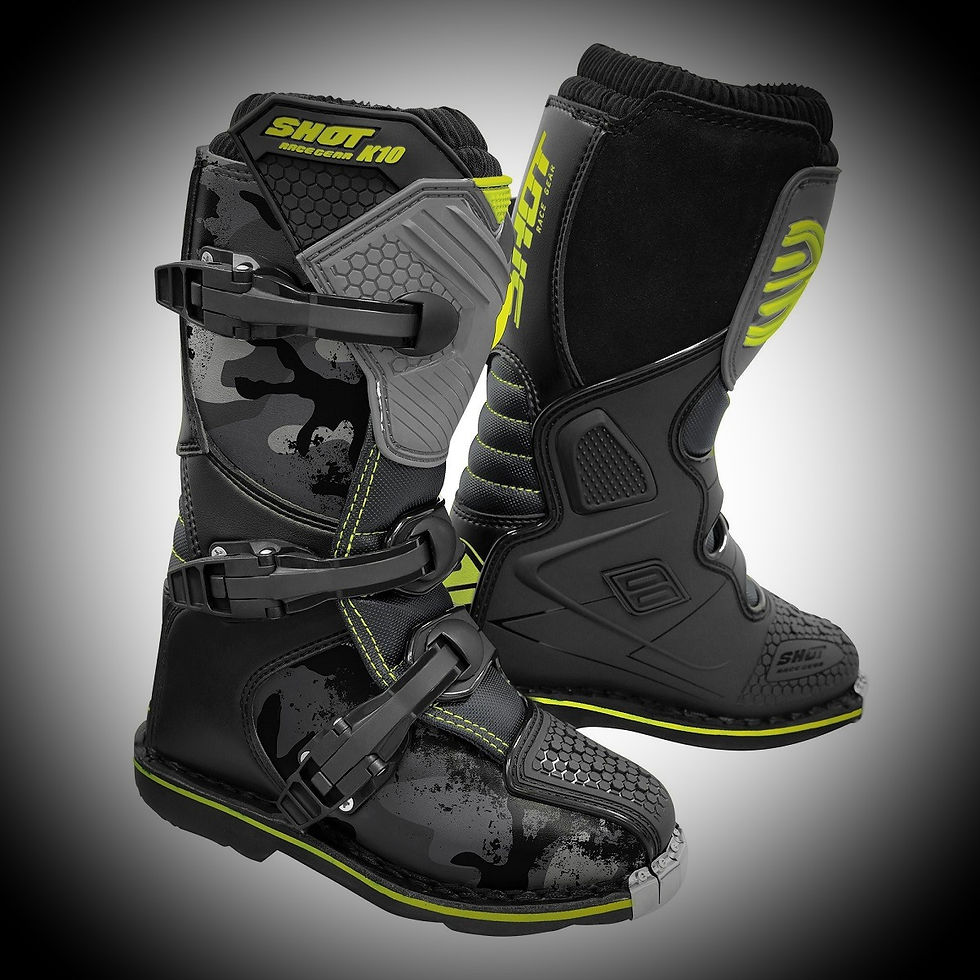 Shot K10 2.0 Black/Camo Kids MX Boots