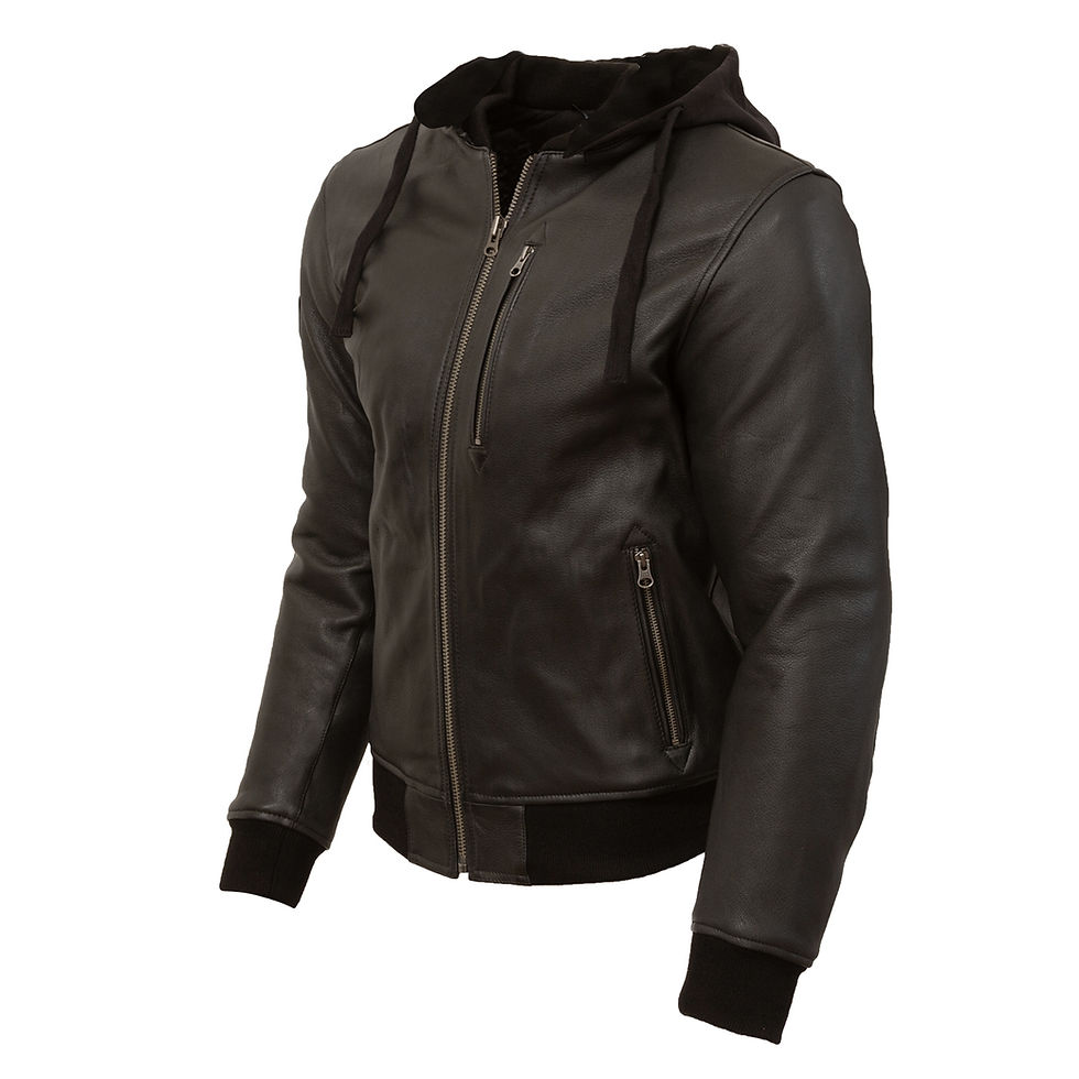 Thumbnail: Merlin Trance 3XL Black Men's Leather Hooded Jacket