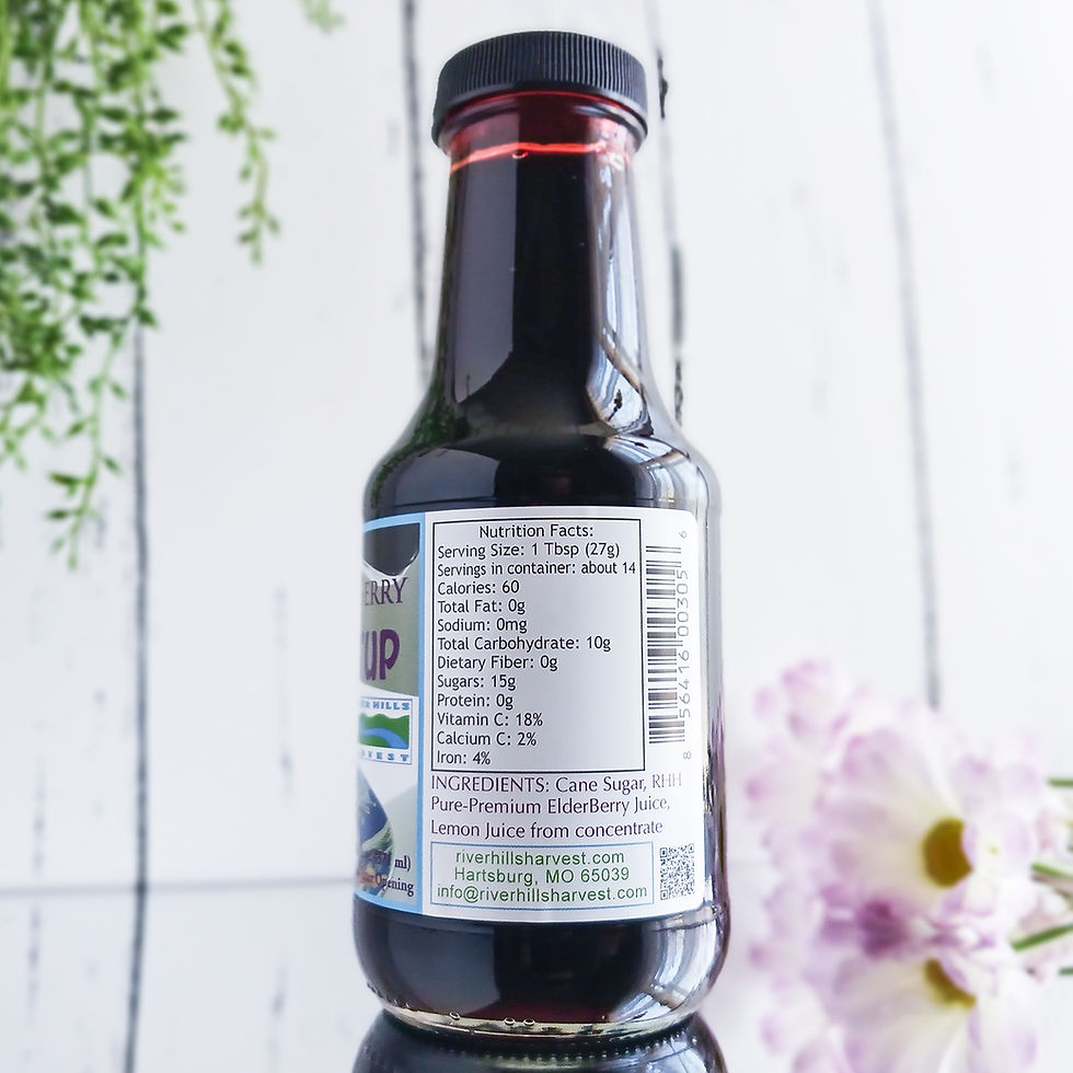 Thumbnail: River Hills Harvest Elderberry Syrup elderberries sambucus canadensis American USA Made
