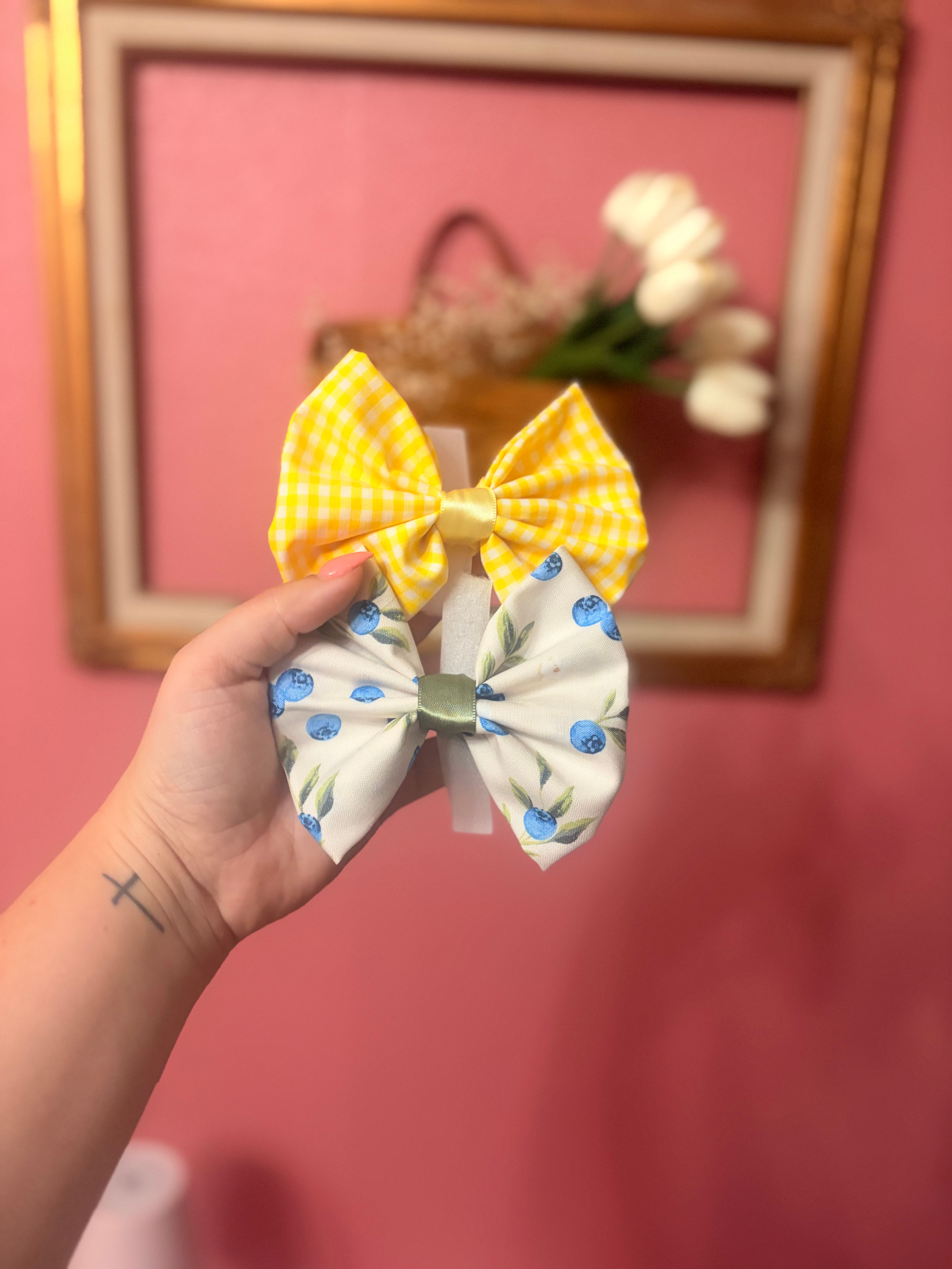 Yellow Gingham Bow Tie- Adjustable
