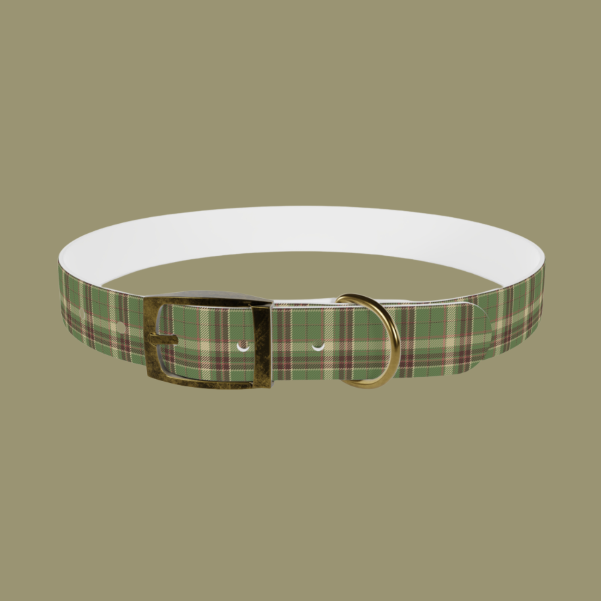 Grandpas Green Flannel Dog Collar