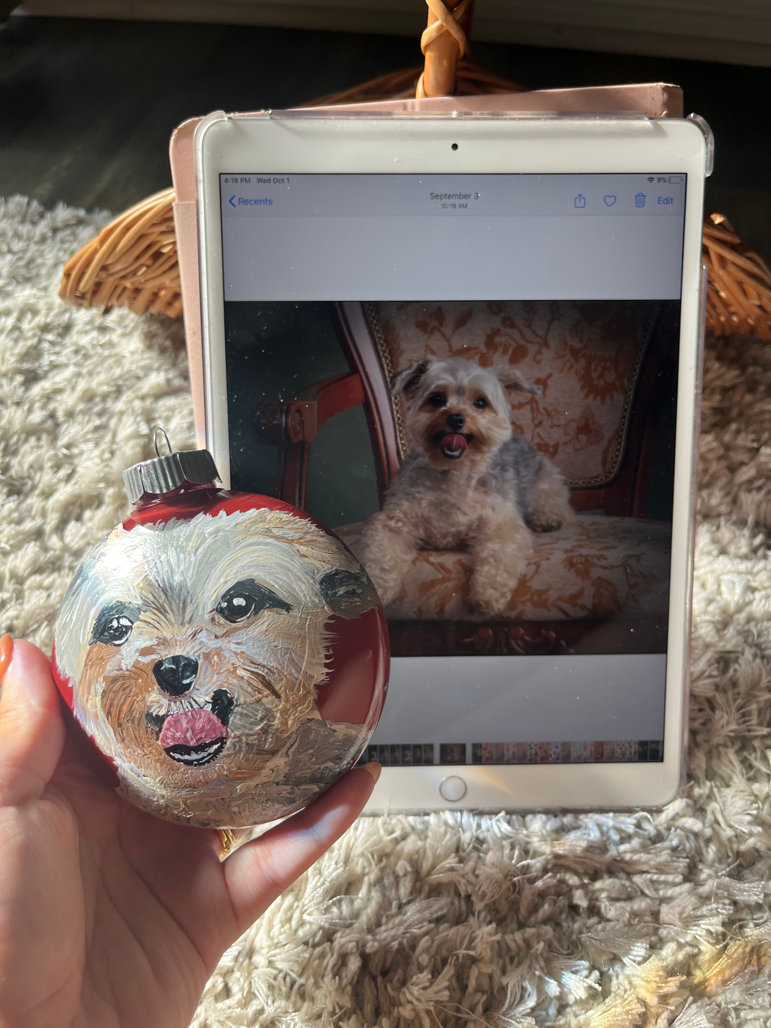 Custom Hand Painted Pet Portrait Ornament