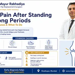 Knee pain after standing for long periods, causes and relief explained by Dr Mayur Rabhadiya, knee specialist in Ghatkopar, Mumbai