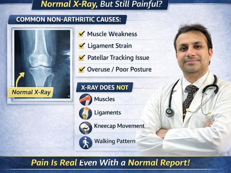 Orthopedic surgeon explaining knee pain without arthritis despite normal X-ray findings