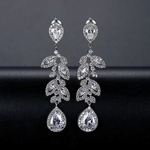 Thumbnail: silver drop earrings for brides