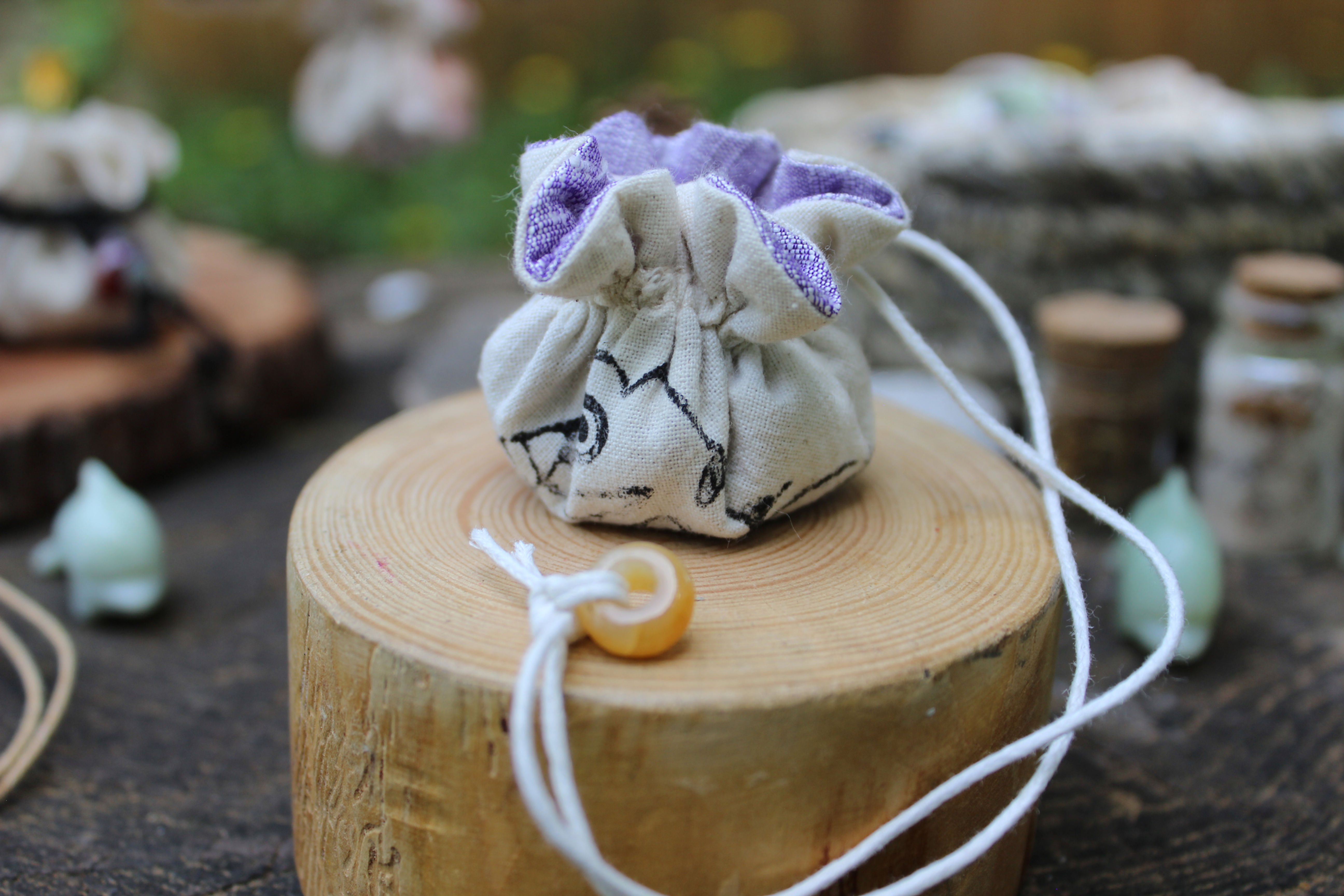 Toy Fish Stamp Pouch - Purple Silk Dupioni Lining