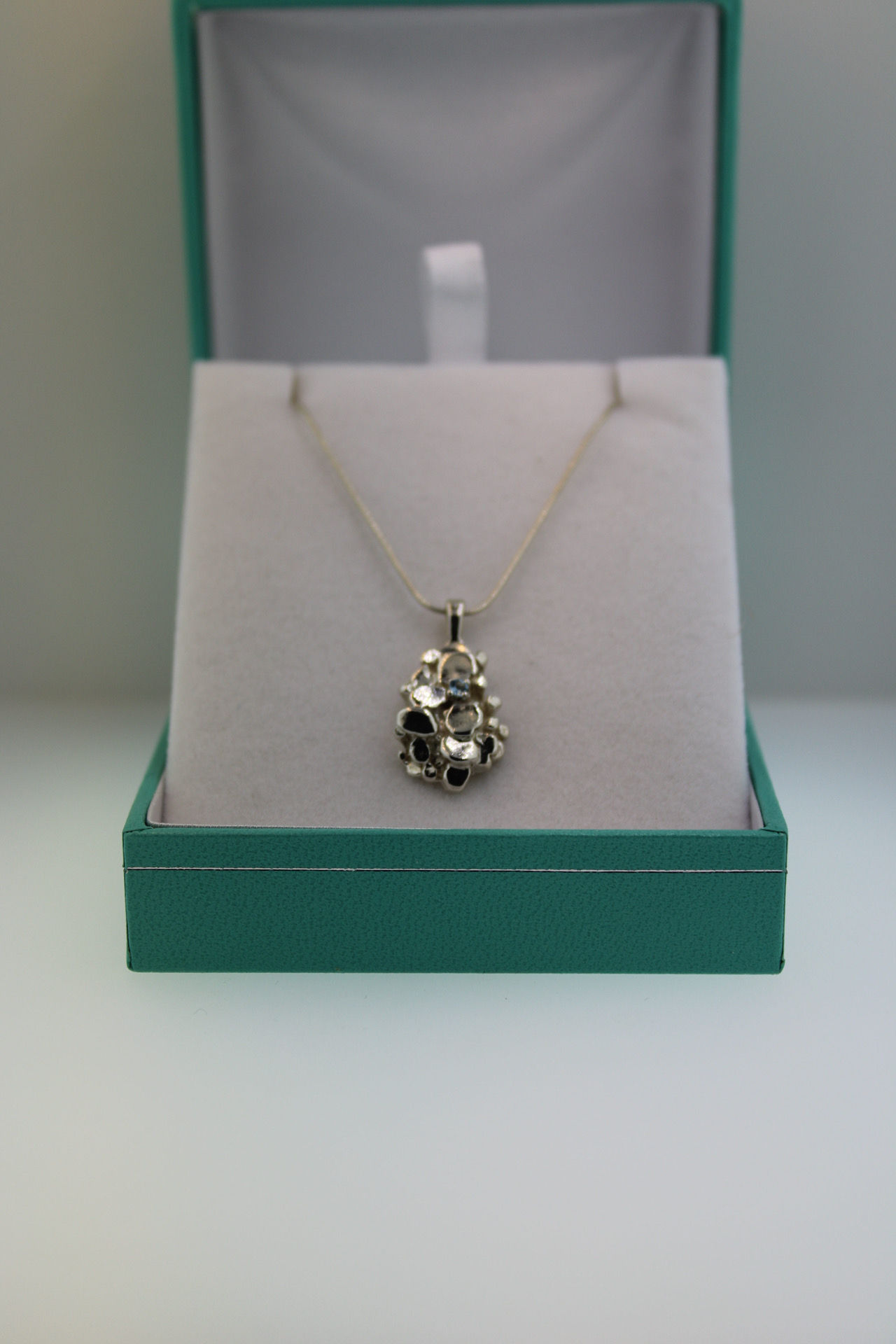 Aquamarine Silver Nugget Pendant