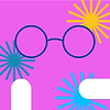 Pink background with figure of glasses and others