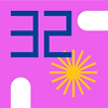 Pink background with figures and number 32