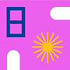 Pink background with figures and number 8