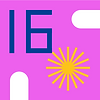 Pink background with figures and number 16