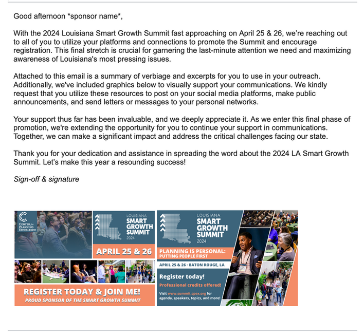 Writing Sample: Sponsor Relations