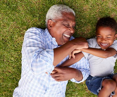 Grandpa and Grandchild Having Fun