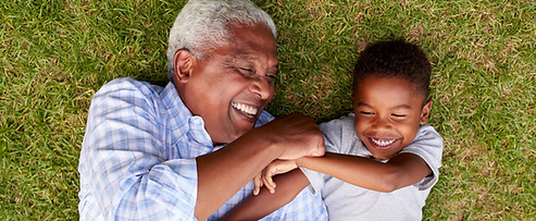 Grandpa and Grandchild Having Fun
