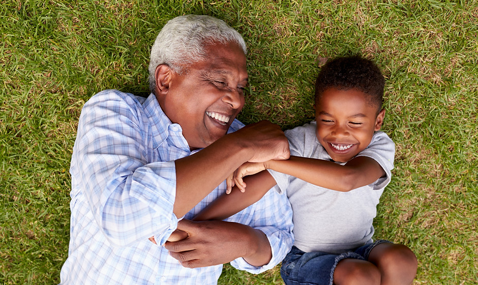 Grandpa and Grandchild Having Fun